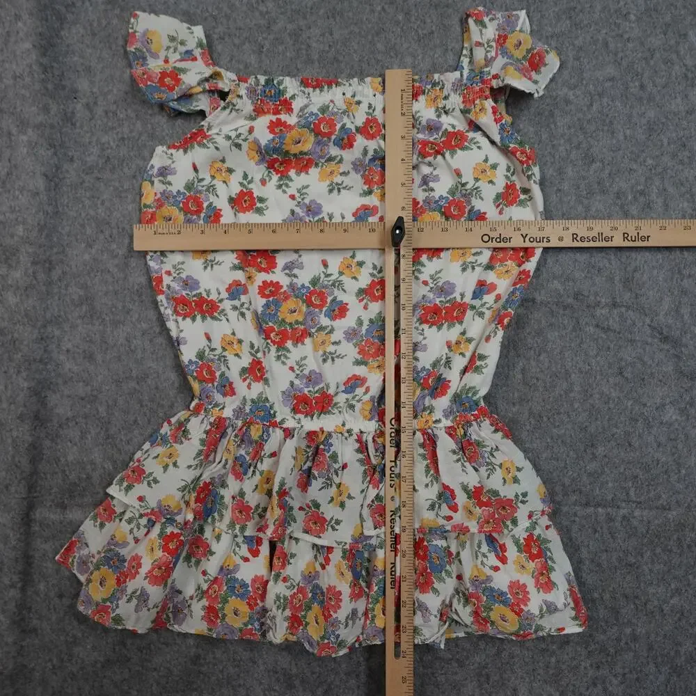 Ralph Lauren Dress Girls 10 Floral‎ Ruffle Mini Flutter Sleeve